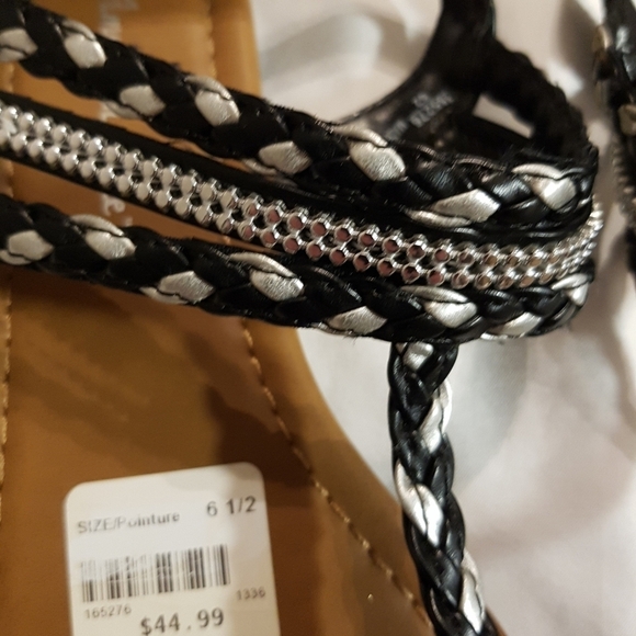 American Eagle by Payless size 6 1/2 womens sandals black with silver straps New - Picture 2 of 9